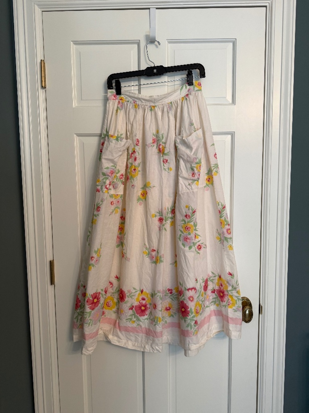 Vintage Ralph Lauren Floral Border Print Cotton Prairie Midi Maxi Skirt - Picture 1 of 6